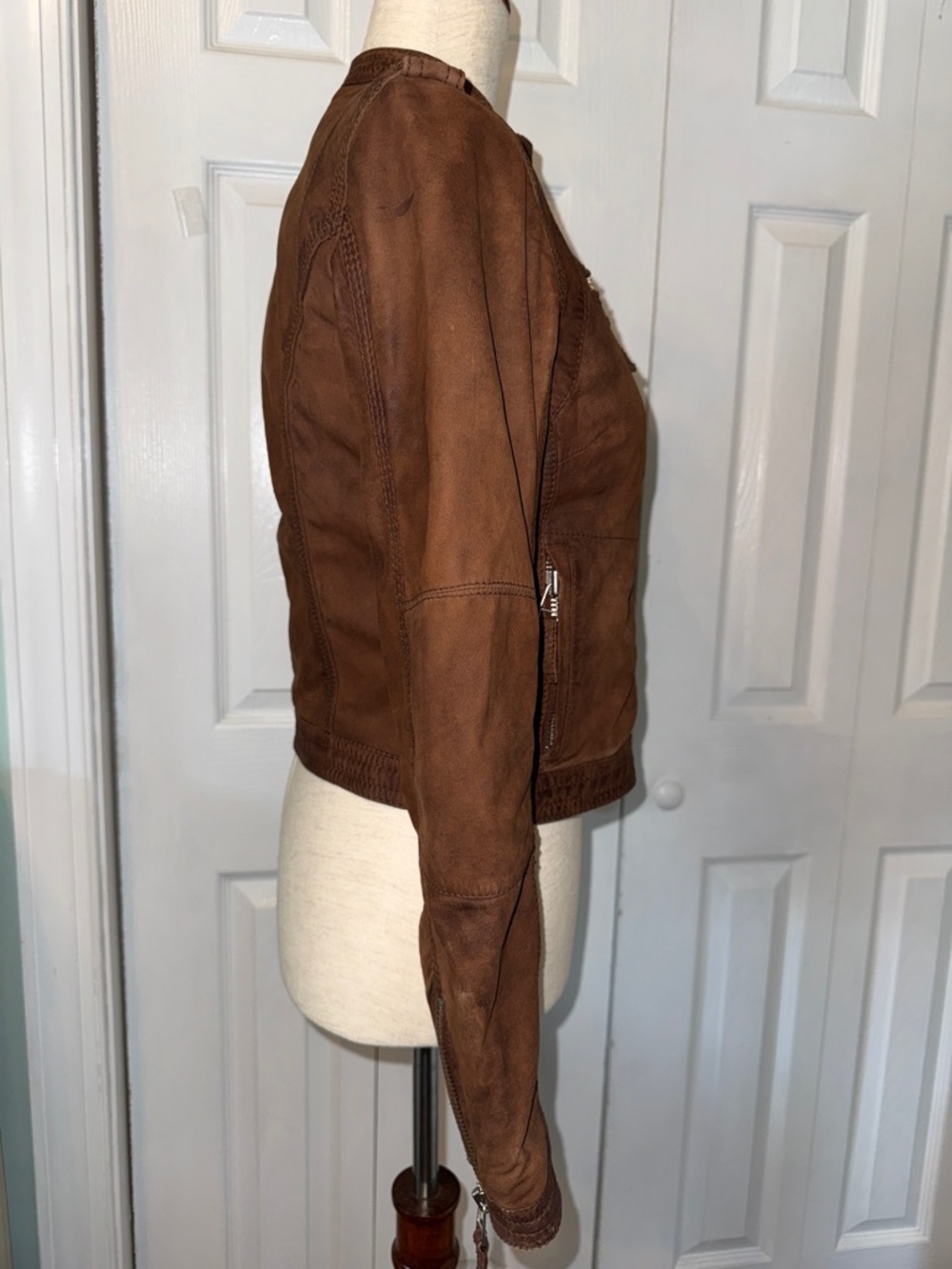 Black Rivet Brown Suede Jacket Sz XS - Picture 7 of 12